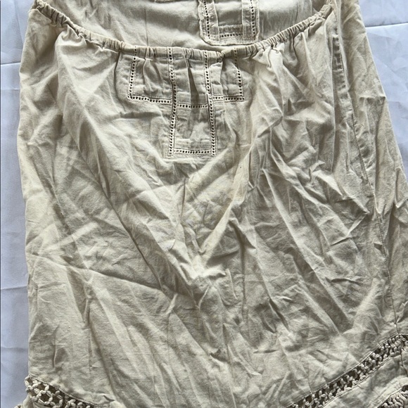 Hurley Beige Fringed Women's Mini Dress Boho Coastal Cowboy 100% Cotton - Picture 8 of 12